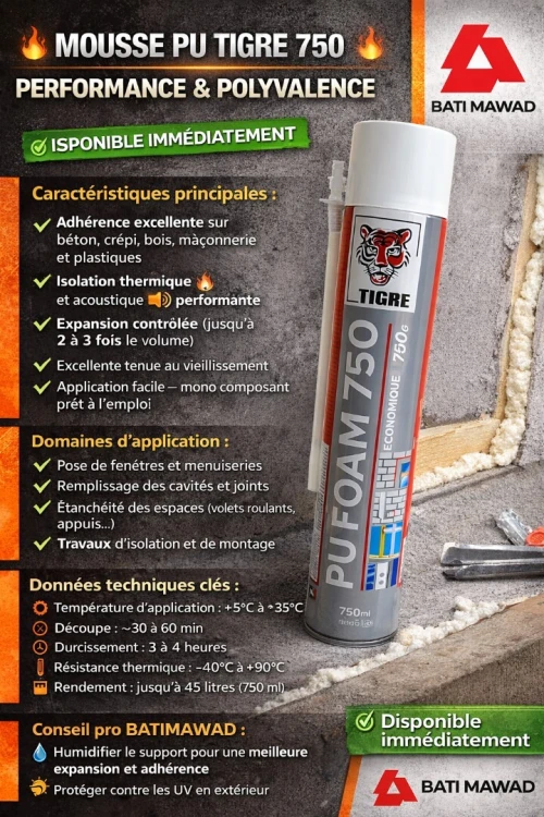 Mousse Polyurethane PU FOAM 750 Tigre