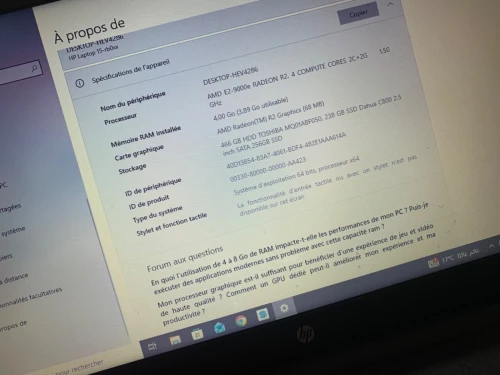 HP Laptop 15-rb0xx à vendre