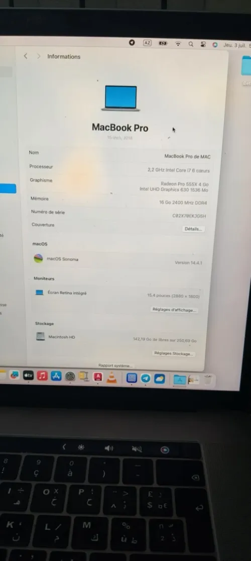 MacBook pro 15 inch 2018