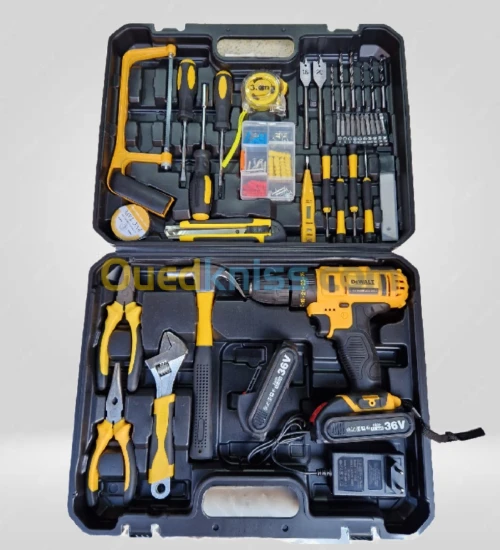 Visseuse à percussion 36v  Double batterie lithium   dewalt avec accessoires 45 pièces  