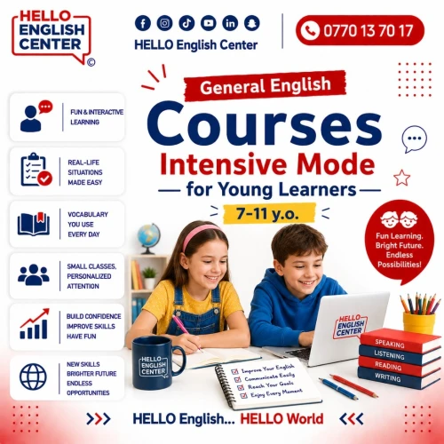 دورة اللغة الإنجليزية العامة نمط مكثف للصغار من7 -11 سنوات