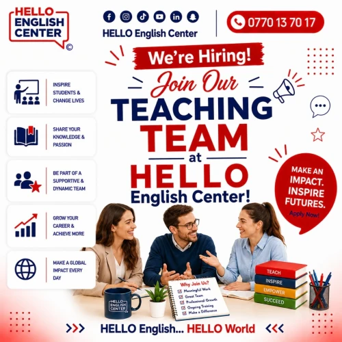 We're Hiring! Join Our Teaching Team at HELLO English Center!