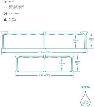 Bestway  Piscine tubulaire hors sol Steel Pro™ 221 x 150 x 43 cm pour enfant