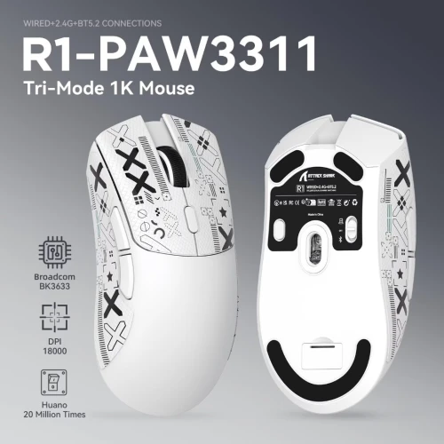 souris attack shark R1 Tri-mode (2.4G/Wired/BT5.2)
