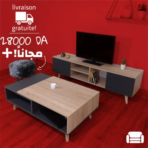 Meuble TV + Table Basse Scandinave