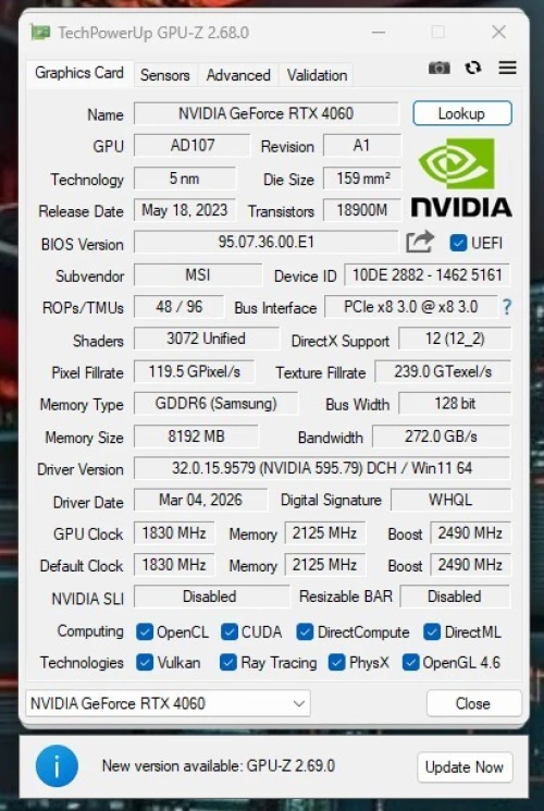 Msi Geforce Rtx 4060 ventus 2x black 8g oc