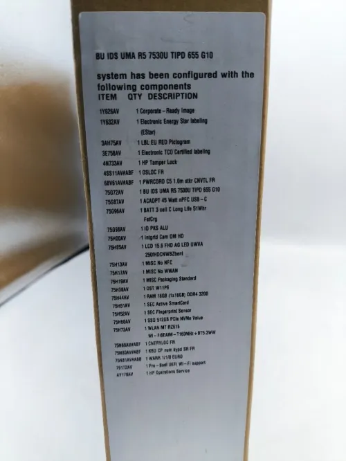 HP ELITEBOOK 655 Ryzen 5 7530U 16G DDR5 512G SSD NVME 4.0 15.6 FHD NEUF SOUS EMBALLAGE 