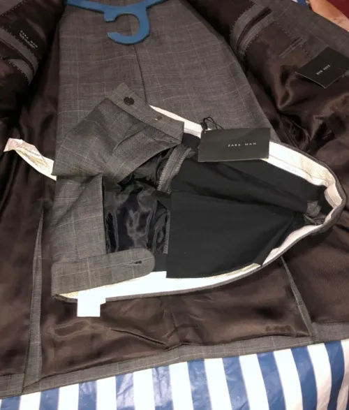 costume gris à carreaux zara homme taille 52 