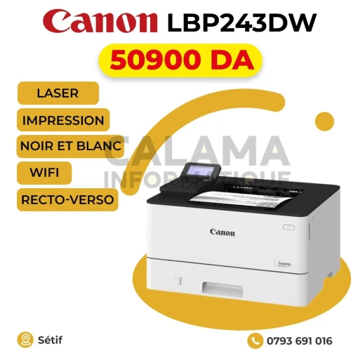 IMPRIMANTE Canon LBP243DW LASER NOIR-ET-BLANC MONOFONCTION WIFI RECTO-VERSO