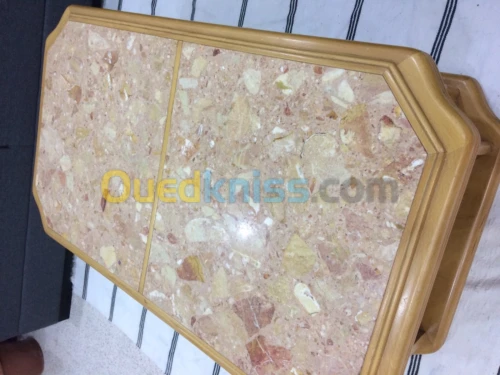 Table basse en hêtre et en marbre 