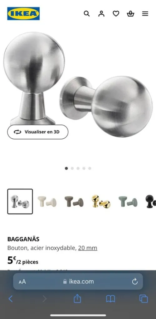 2x16 Poignets Bouton IKEA BAGGANÄS