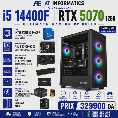 CONFIG PC INTEL COREE I5 14400F AVEC RTX 5070 12GB ASUS DUAL