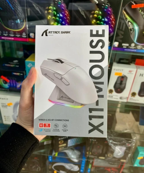 SOURIS GAMER ATTACK SHARK X11 WHITE 2.4GHZ BLUETOOTH RGB