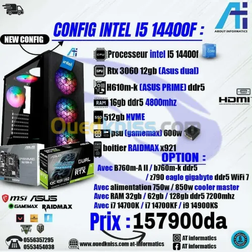 CONFIG PC GAMING INTEL CORE I5 14400F AVEC RTX 3060 12GB ASUS DUAL 