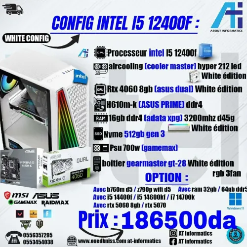 CONFIG PC GAMING I5 12400F AVEC RTX 4060 8GB ASUS DUAL WHITE