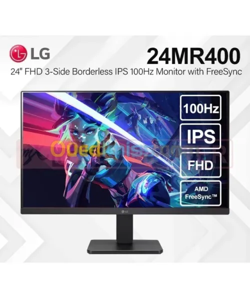 ECRAN LG 24MR400 - 24" FHD - 100 HZ - DALLE IPS - 5MS GTG - BORDLESS - AMD FreeSync - VGA - HDMI