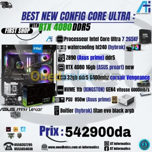 CONFIG PC GAMING INTEL CORE ULTRA 7 265KF AVEC RTX 4080 SUPER 16GB ASUS PROART 
