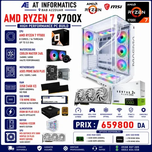 CONFIG PC GAMING AMD RYZEN 7 9700X AVEC RTX 5080 MSI VENTUS 16GB X3