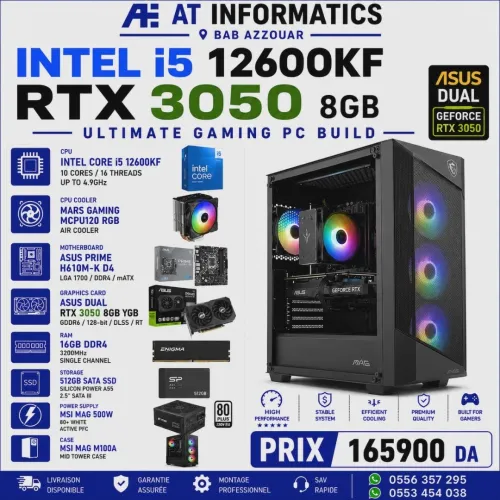 CONFIG PC GAMING INTEL CORE I5 12600KF AVEC RTX 3050 6GB ASUS DUAL NEW BOX