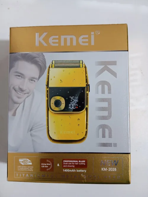 Rasoir électrique gold étanche Kemei - 2 lames - LCD - KM 2028 - gold