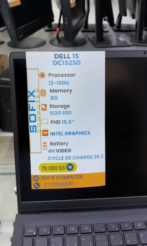 LAPTOP DELL 15 DC15250 i3-100U 8G 512G SSD 15,6" FHD