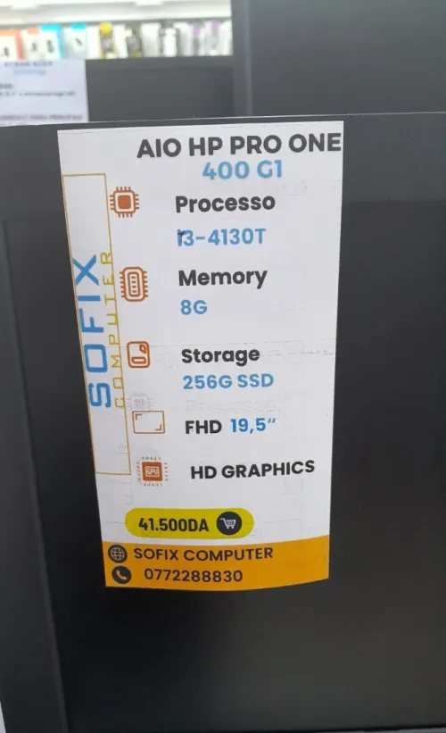 ALL IN ONE HP PRO ONE 400 G1 i3-4130T 8G 256G SSD 19,5" FHD