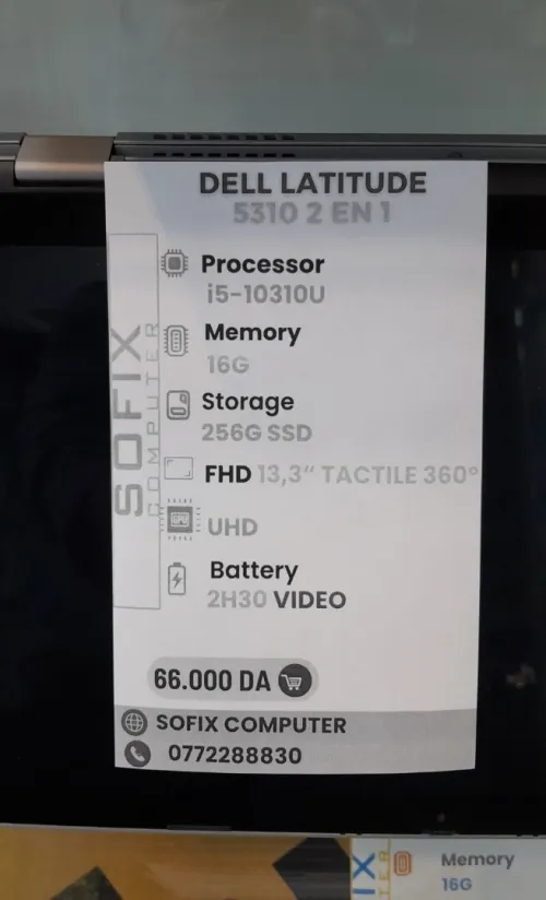 LAPTOP DELL LATITUDE 5310 2 EN 1 i5-10310U 16G 256G SSD 13,3" FHD TACTILE 360 DEGRES