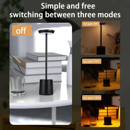Rechargeable Table Lampe LED tactile en métal simple et sans fil
