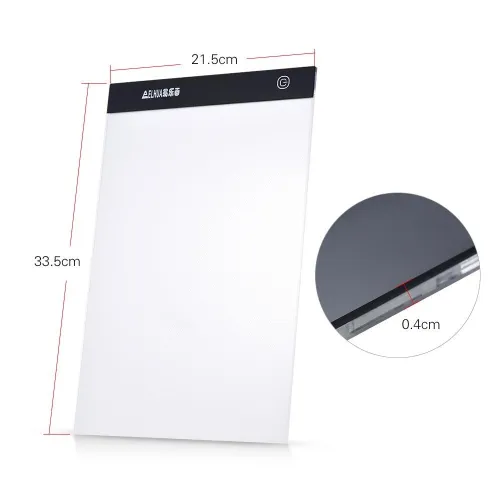 Boîte à lumière LED portable A4 pour dessin/traçage/copie avec contrôle de luminosité