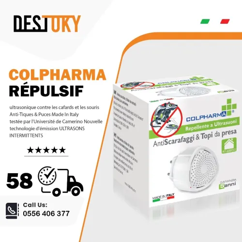 COLPHARMA Répulsif ultrasonique contre les cafards et les souris Anti-Tiques & Puces Made In Italy