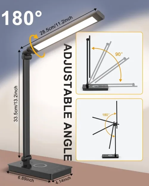 Lampe de bureau LED Maxesla avec chargement sans fil avec adaptateur rapide