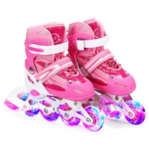 Rollers en ligne réglables et lumineux avec roues lumineuses pour enfants et jeunes Patins en ligne pour filles avec Support en Alliage d'aluminium Confortables et Respirants