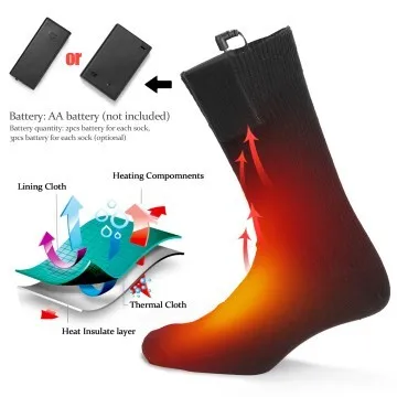 Taruor Chaussettes chauffantes électriques alimentées par usb et pile pour temps froid