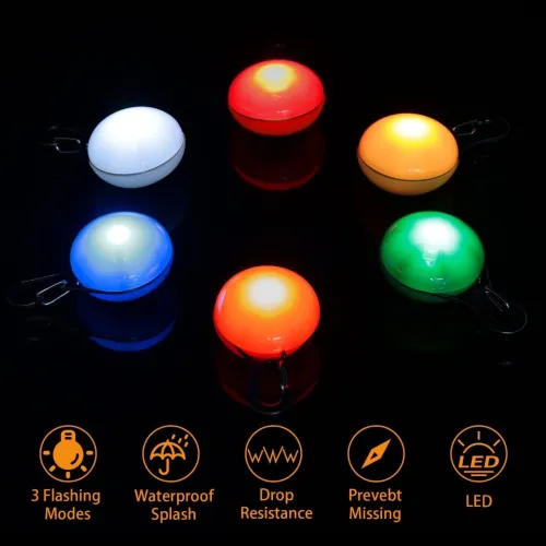 AJOXEL 6 pièces lampe clignotante LED de sécurité à clipser chiens, chats, porte-clés pendentif
