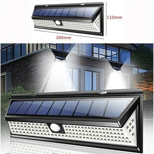 Lampe Solaire Applique Murale 118 LED, Détecteur IP65 Étanche pour Jardin Éclairage Extérieure