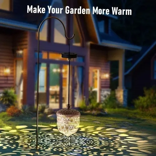Cacagoo Ltteny Lampe solaire d'extérieur à suspendre, lanterne solaire de jardin avec poignée