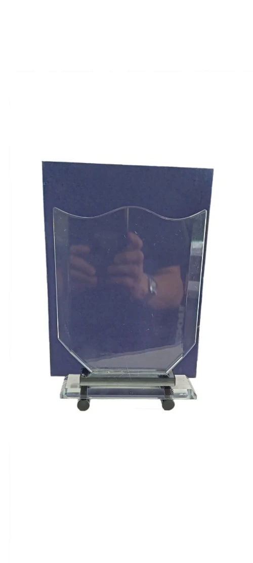 Trophée en Verre Plaque ovale Vierge Taille: 20 cm de hauteur largeur 13 cm épaisseur 0.8 c
