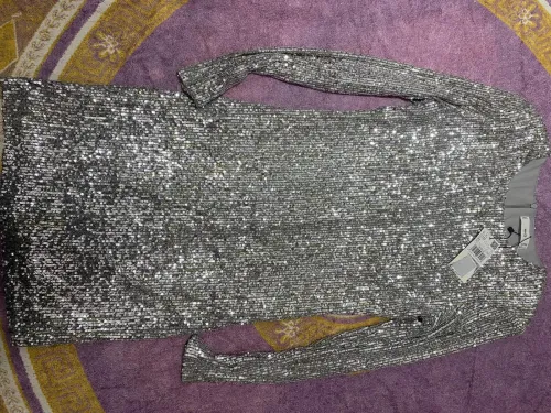 Robe de soirée mango grise à paillettes M