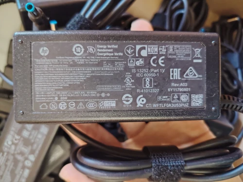 CHARGER LAPTOP ORIGINAL FICHE BLUE 19.5V 65W 3.33A CHARGEUR POUR PC PORTABLE HP بيع شارجور أوريجينال أشبي شاحن أصلي فيش بلو BLUE PIN FICHE 4.5MM 3.0MM