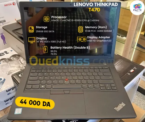 LAPTOP LENOVO THINKPAD T470 I5 6EME 8G/256SSD 14POUCE FHD
