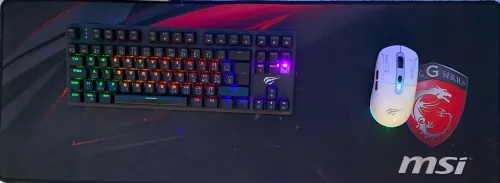 Clavier Mecanique Gaming RGB + Souris Gaming sans fil RGB + Tapis Souris 