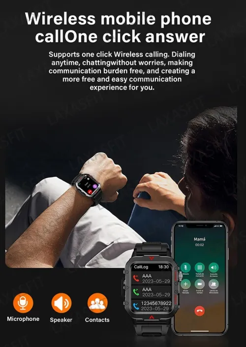 Smartwatch LAXASFIT, LED, Bluetooth, parlant , Multi Sport Mode, surveillance de la santé.