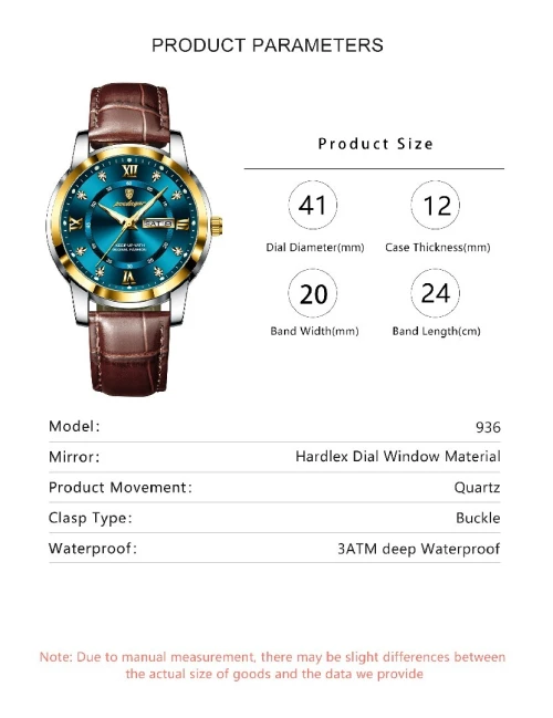 POEDAGAR,  modèles Montre de Luxe Homme, bracelet cuir et acier, Étanche,à Quartz, de Haute qualité
