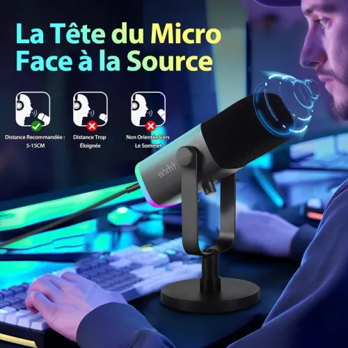 FIFINE Microphone AMPLIGAME AM8 RGB USB/XLR DYNAMIC