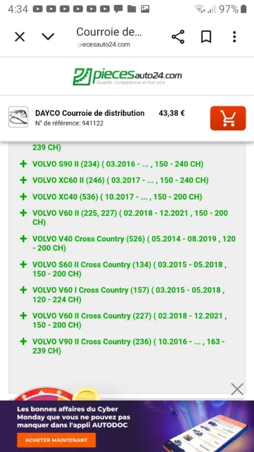 Kit chaine volvo