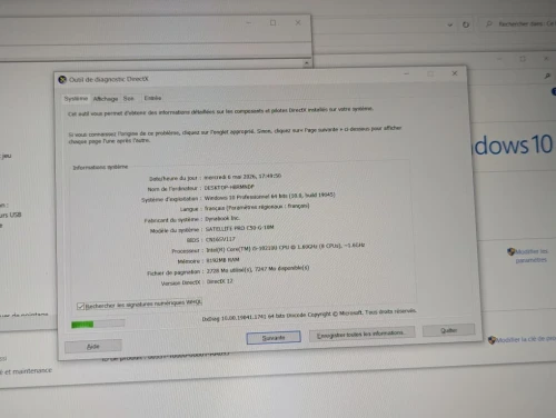 TOSHIBA DYNABOOK / INTEL I5 10 EME / 8G /256 SSD / 15.6 FHD SERIE PRO