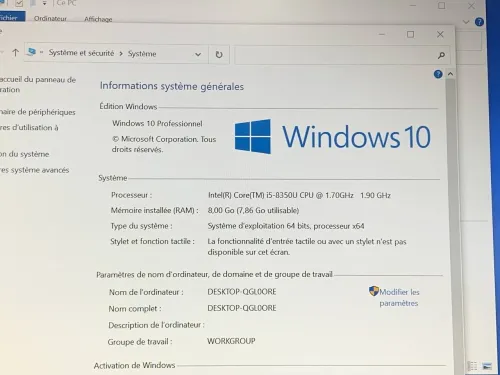 DELL LATITUDE 5490 / INTEL I5 8EME / 8G / 512 SSD NVME / 14 / FHD