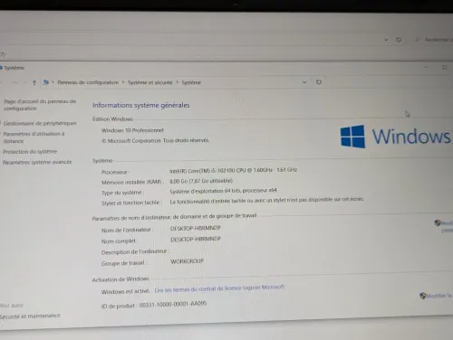 TOSHIBA DYNABOOK / INTEL I5 10 EME / 8G /256 SSD / 15.6 FHD SERIE PRO