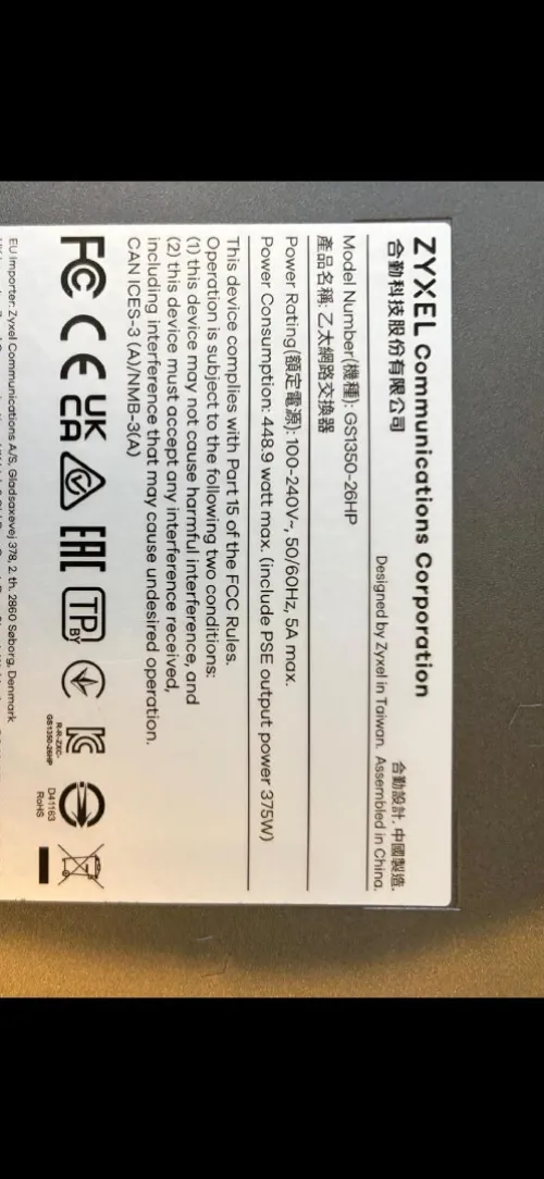 ZyXEL GS1350-26HP Switch smart manageable 24 ports PoE+ 100/1000 Mbps + 2 ports combo 1 GbE/