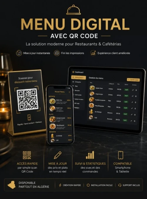 MENU QR DIGITAL POUR RESTAURANTS & CAFÉTÉRIAS EN ALGÉRIE